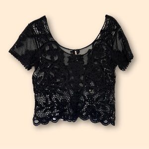 Black Lace Crop Top